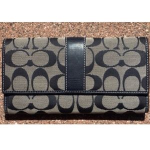 COACH Signature Tri-Fold Check Book Wallet